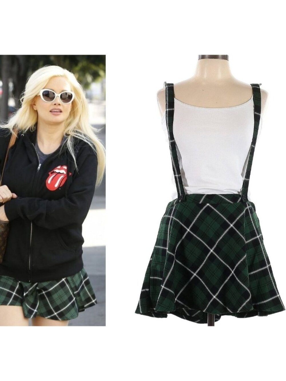 ASO HOLLY MADISON Plaid Skirt With Suspenders 2000s 2010s NWOT NEW RARE